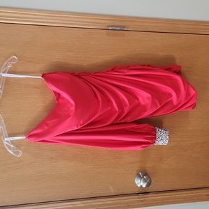 Red SHERRI HILL one sleeve dress. Sparkle Cuff. Size 0